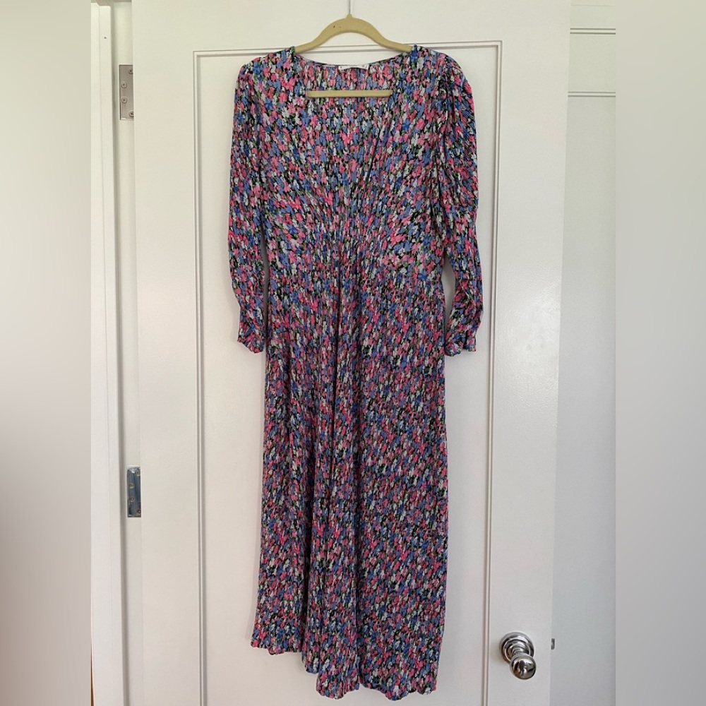 Mango Floral Pleated Midi Dress